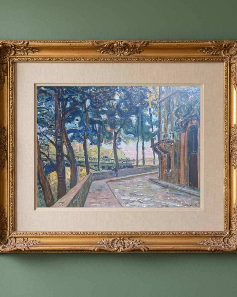 Île Saint-Louis, quai d'Anjou — Louis Daniel Bouchet, présentée encadrée