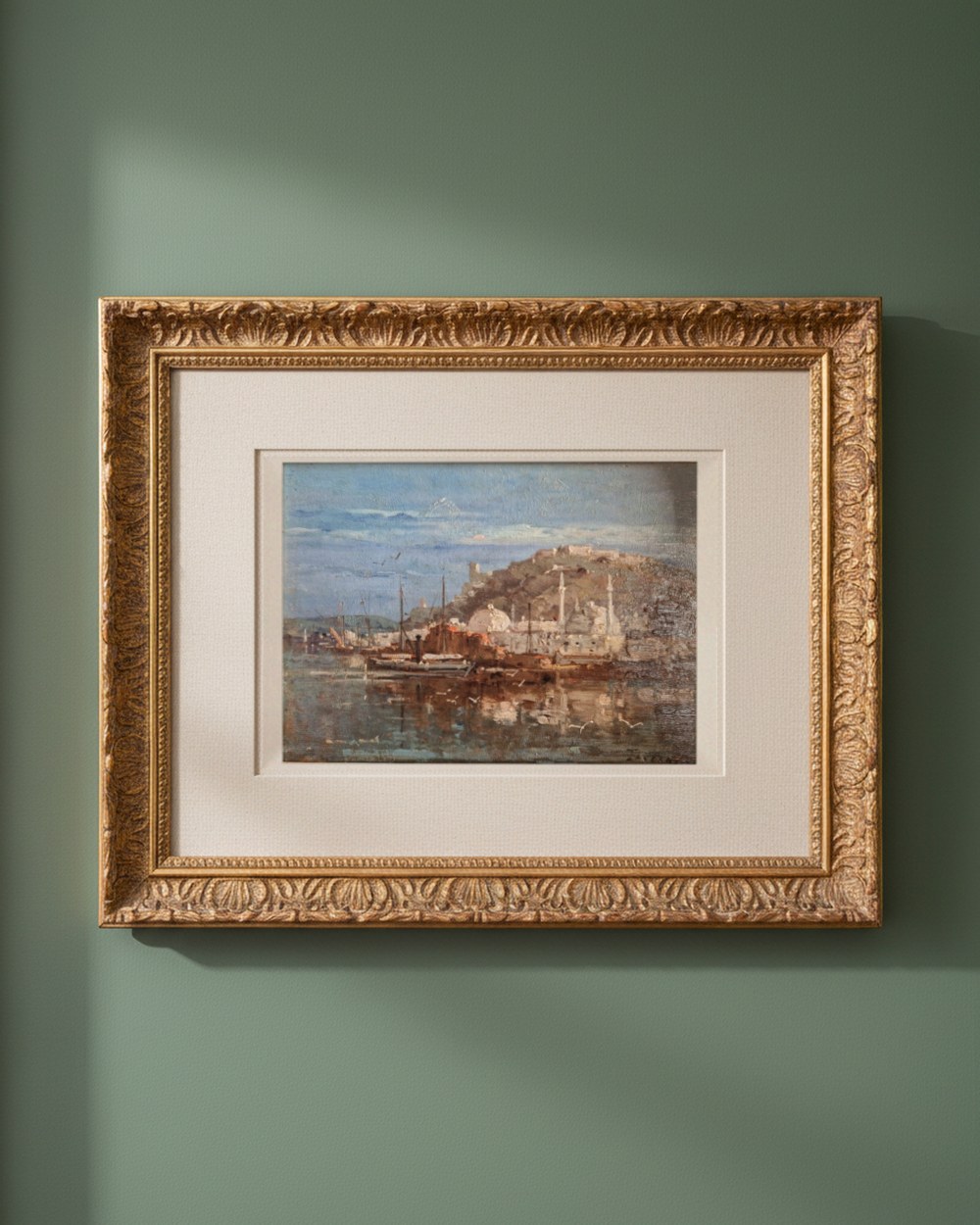 Vue du port d'Alger — Louis Taverne, présentée encadrée