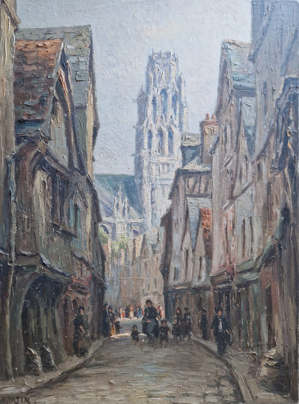 Vue de la cathédrale de Rouen – Émile Tatin (fin XIXe siècle) — peinture originale
